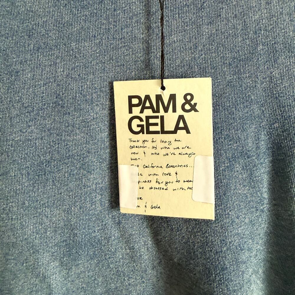 PAM & GELA Indigo wash Blue French Terry Sweatshirt with Lace Sides Extra Small - Picture 5 of 6